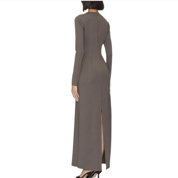 LPA SANTINO Maxi Grey Tie Front Elegant Long Sleeve Dress Size M FORMAL EVENT - Picture 3 of 11